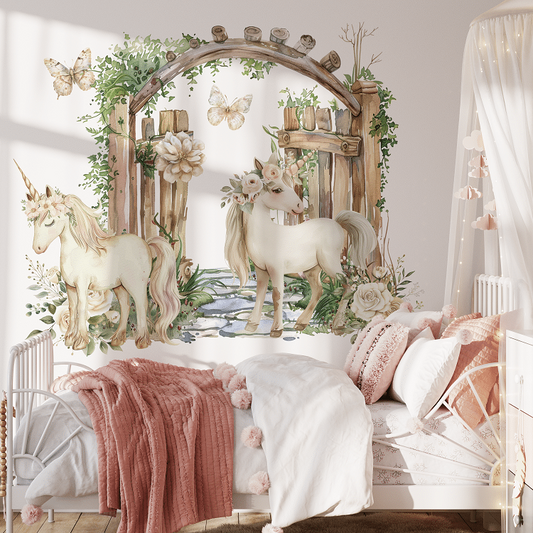 ENNAKKOTILAUS Seinätarra 140x140cm, Cream Unicorn