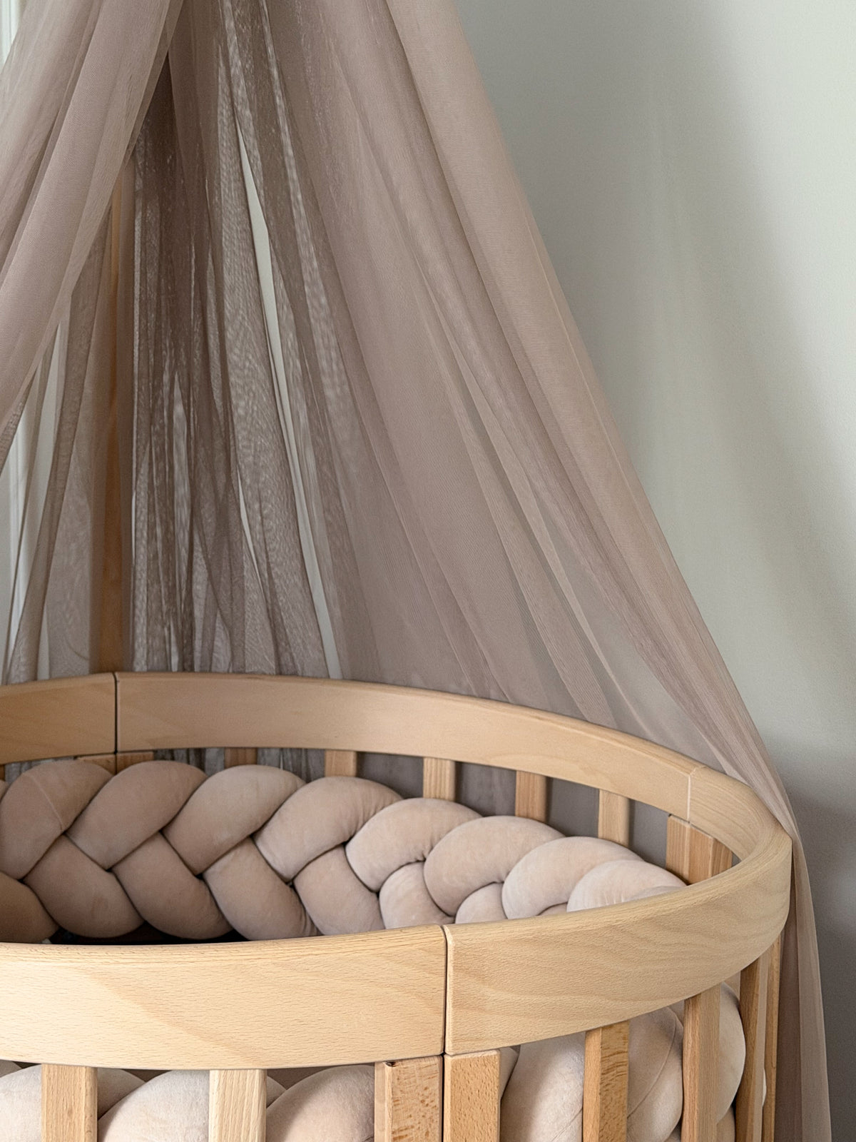 Waldin, Oval Cot 7in1 + Mattress, Natural Wood