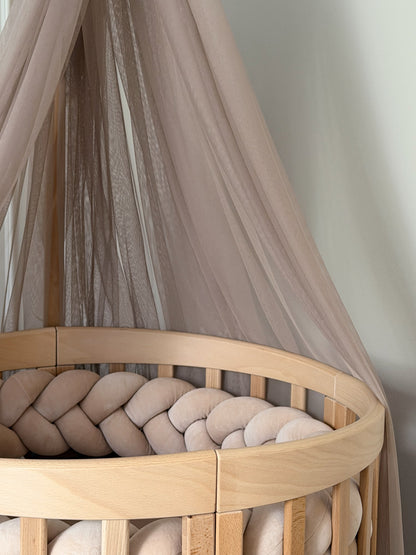 Waldin, Oval Cot 7in1 + Mattress, Natural Wood