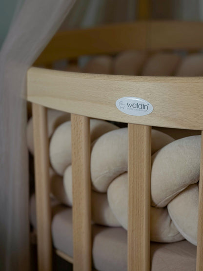 Waldin, Oval Cot 7in1 + Mattress, Natural Wood