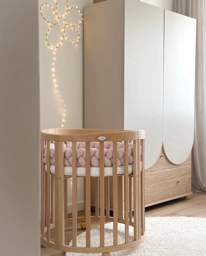 Waldin, Oval Pinnasänky 7in1 + Patja, Natural Wood