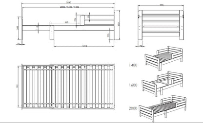 Vipack, Jumper, Pidennettävä Sänky&Säilytyslaatikko, White