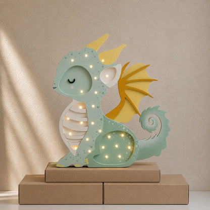 Little Lights Night Light, Baby Dragon, Hunter Green