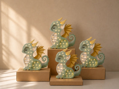 Little Lights Night Light, Baby Dragon, Hunter Green