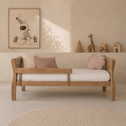 Woodies, Cot Bed (70x140 cm) Safety Rail, Walnut