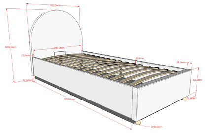 Vipack, Moon Sänky&Säilytys 90x200, Boucle White