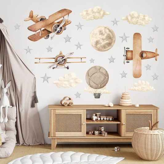 ENNAKKOTILAUS Seinätarra Setti, Retro Planes