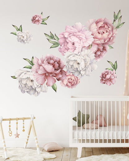 Wall sticker 150x100, Peonies Dirty Pink