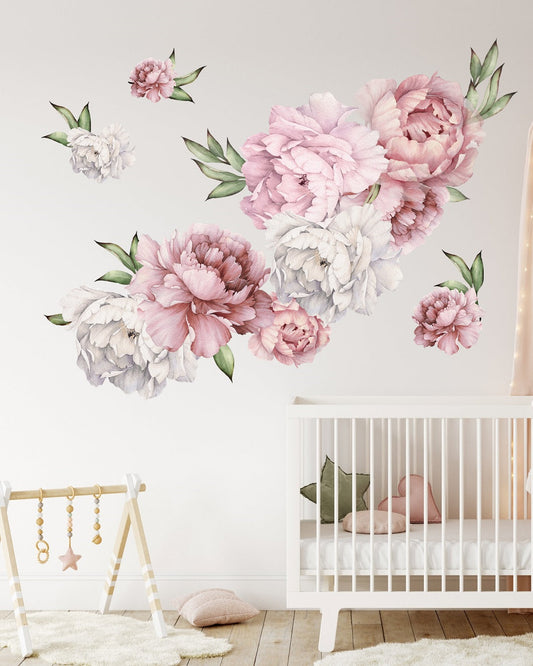 Wall sticker 150x100, Peonies Dirty Pink