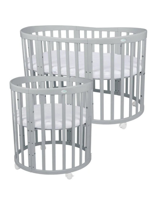 Waldin, Oval Pinnasänky 7in1 + Patja, Grey