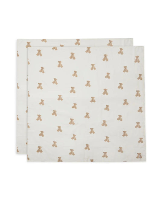 Jollein, Halsduk 2-pack, Nalle, 115x115cm