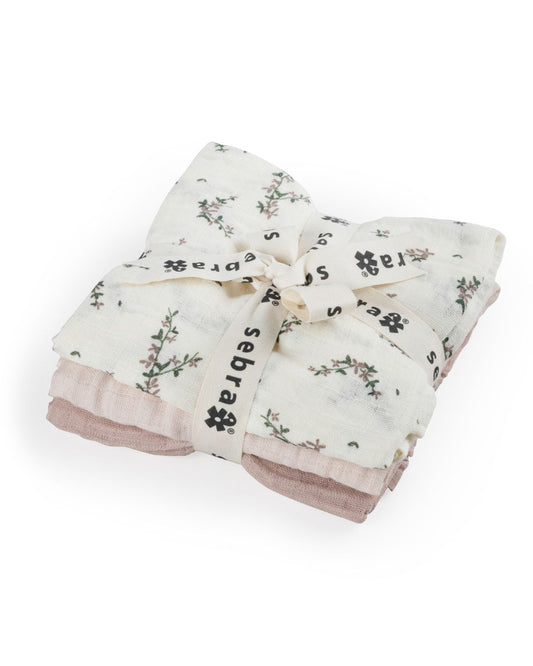 Zebra, Gauze 3-pack, Powder Blossom