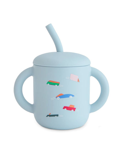 Mushie, Silicone Sippy Cup, Retro Cars