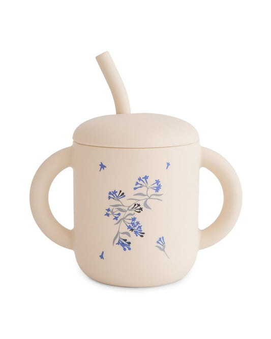 Mushie, Silicone Sippy Cup, Lilac Flowers
