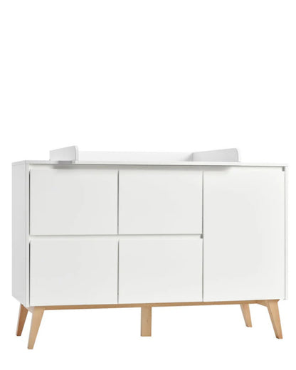 Pinio, Swing byrå med 4 lådor, Vit