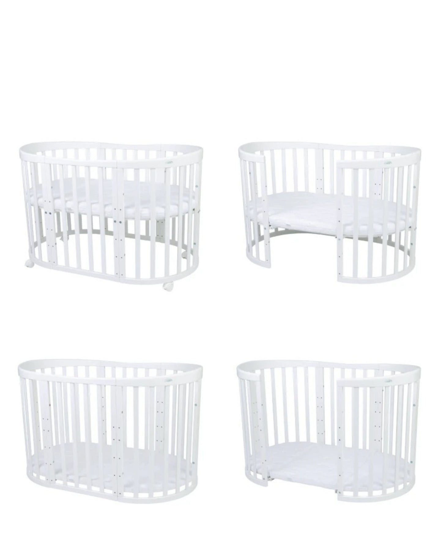 Waldin, Oval Pinnasänky 7in1 + Patja, White