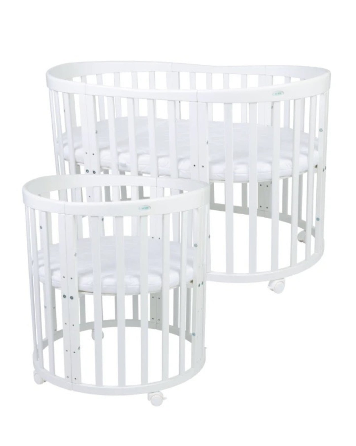 Waldin, Oval Pinnasänky 7in1 + Patja, White