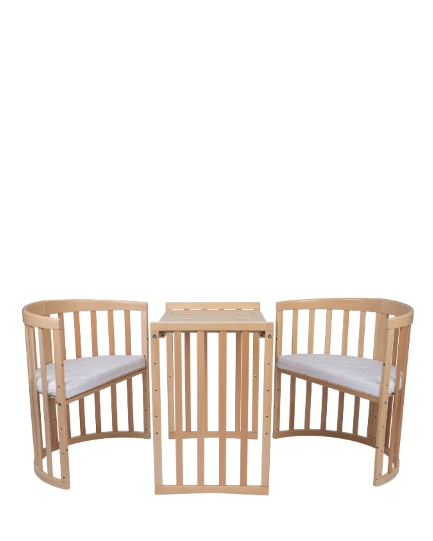 Waldin, Oval Pinnasänky 7in1 + Patja, Natural Wood