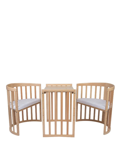Waldin, Oval Pinnasänky 7in1 + Patja, Natural Wood