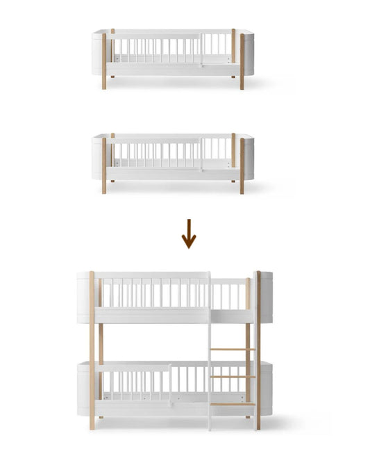 Oliver Furniture, Muunnossarja, Wood Mini+ juniorisängyt 70x160cm Kerrossängyksi