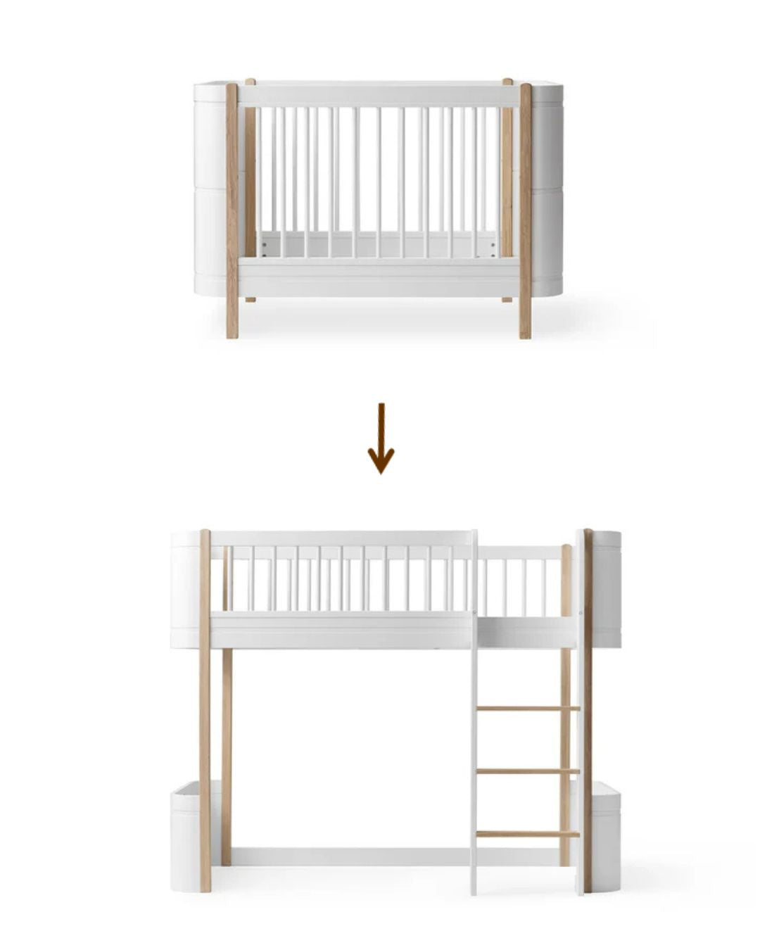 Oliver Furniture, Muunnossarja, Wood Mini+ Pinnasänky Parvisängyksi 70x160 cm