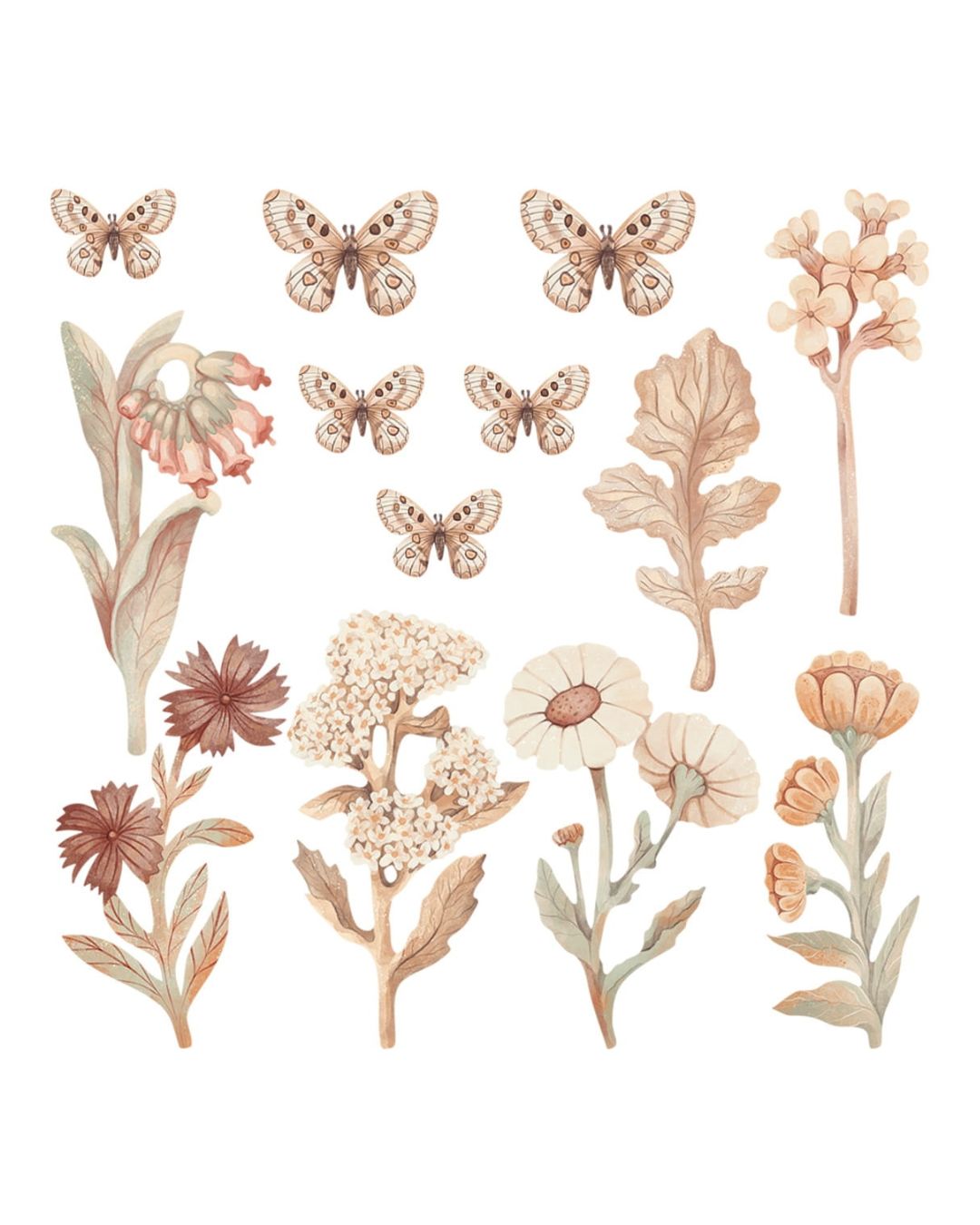Pastelowe Love, Seinätarra Setti, Flowers Boho 1