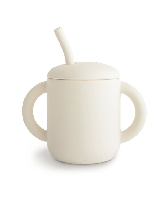 Mushie, Silicone Straw Mug, Ivory