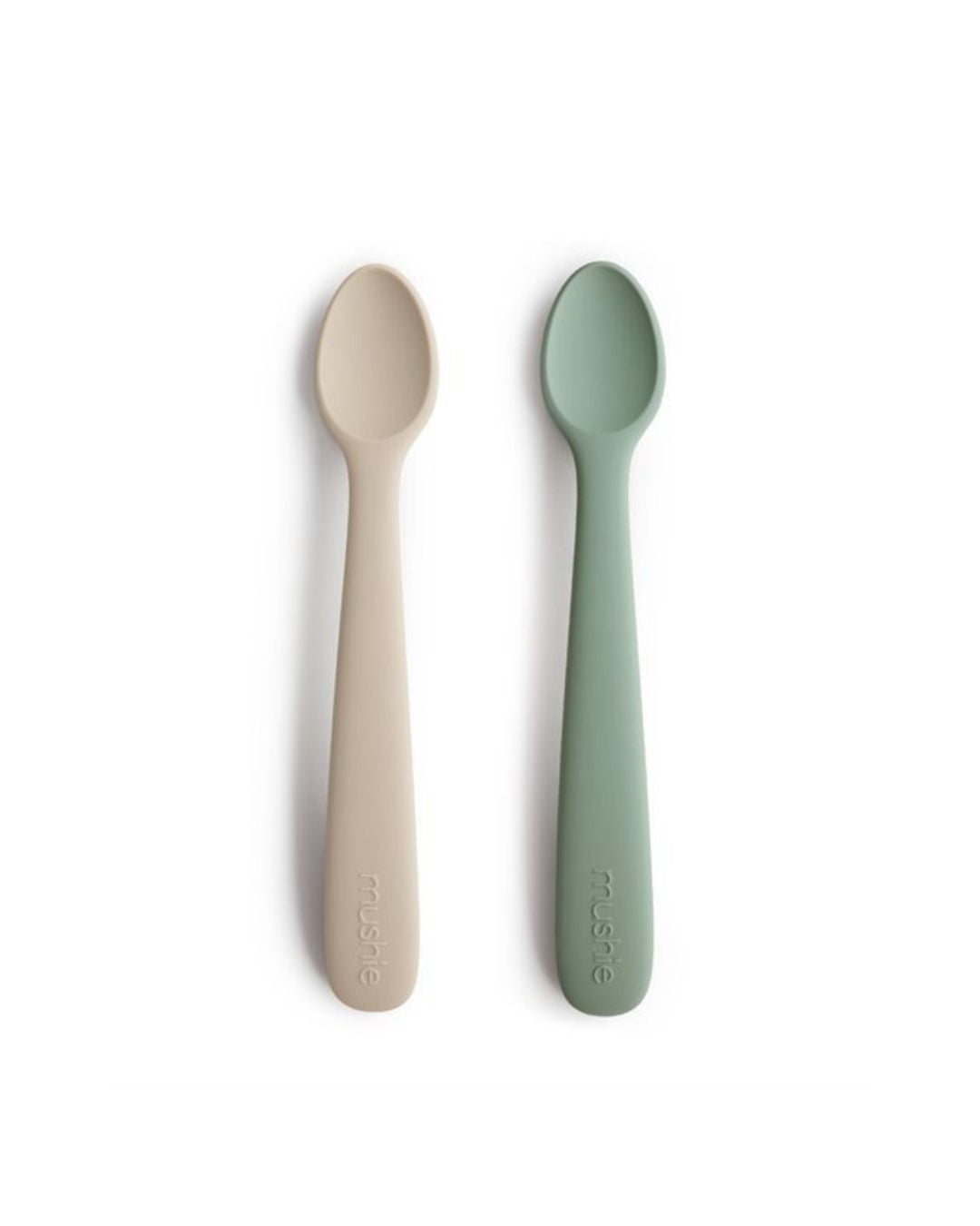 Mushie, Silicone Spoon Set 2pcs, Cambridge Blue/Shifting Sand