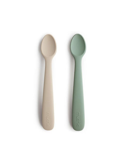 Mushie, Silicone Spoon Set 2pcs, Cambridge Blue/Shifting Sand
