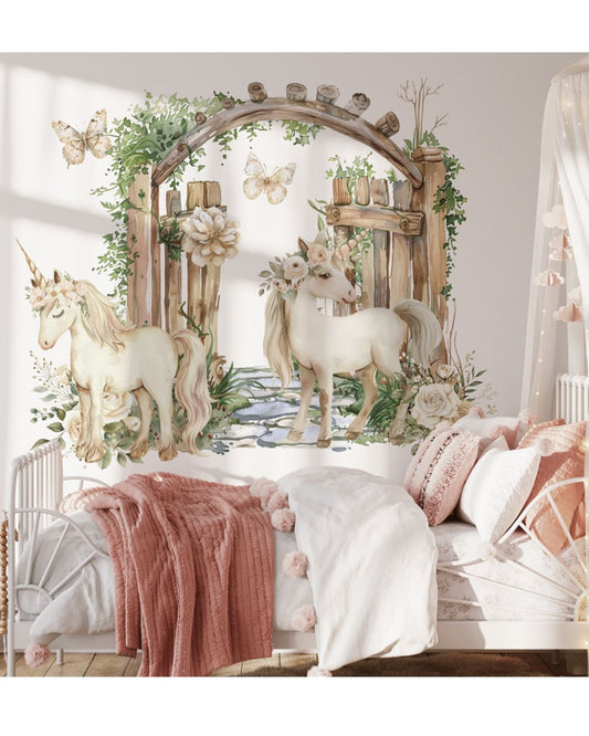 Wall sticker 140x140cm, Cream Unicorn