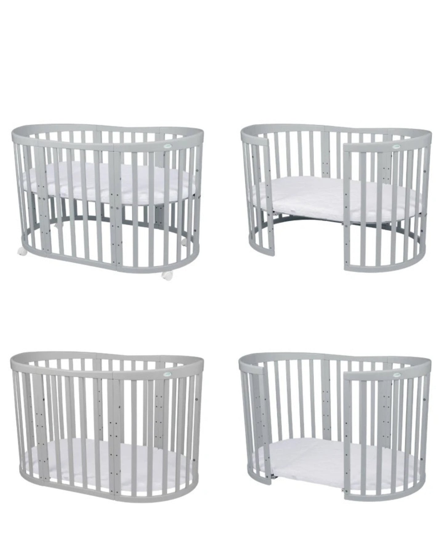 Waldin, Oval Pinnasänky 7in1 + Patja, Grey