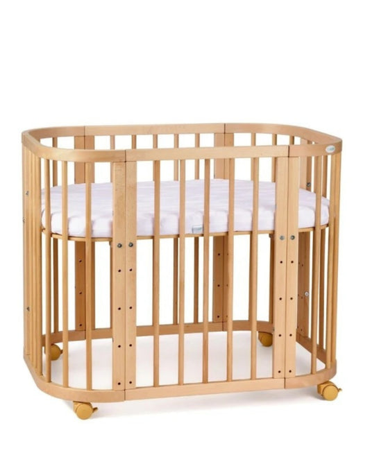 Waldin, Cot 5in1 + Mattress, Natural Wood
