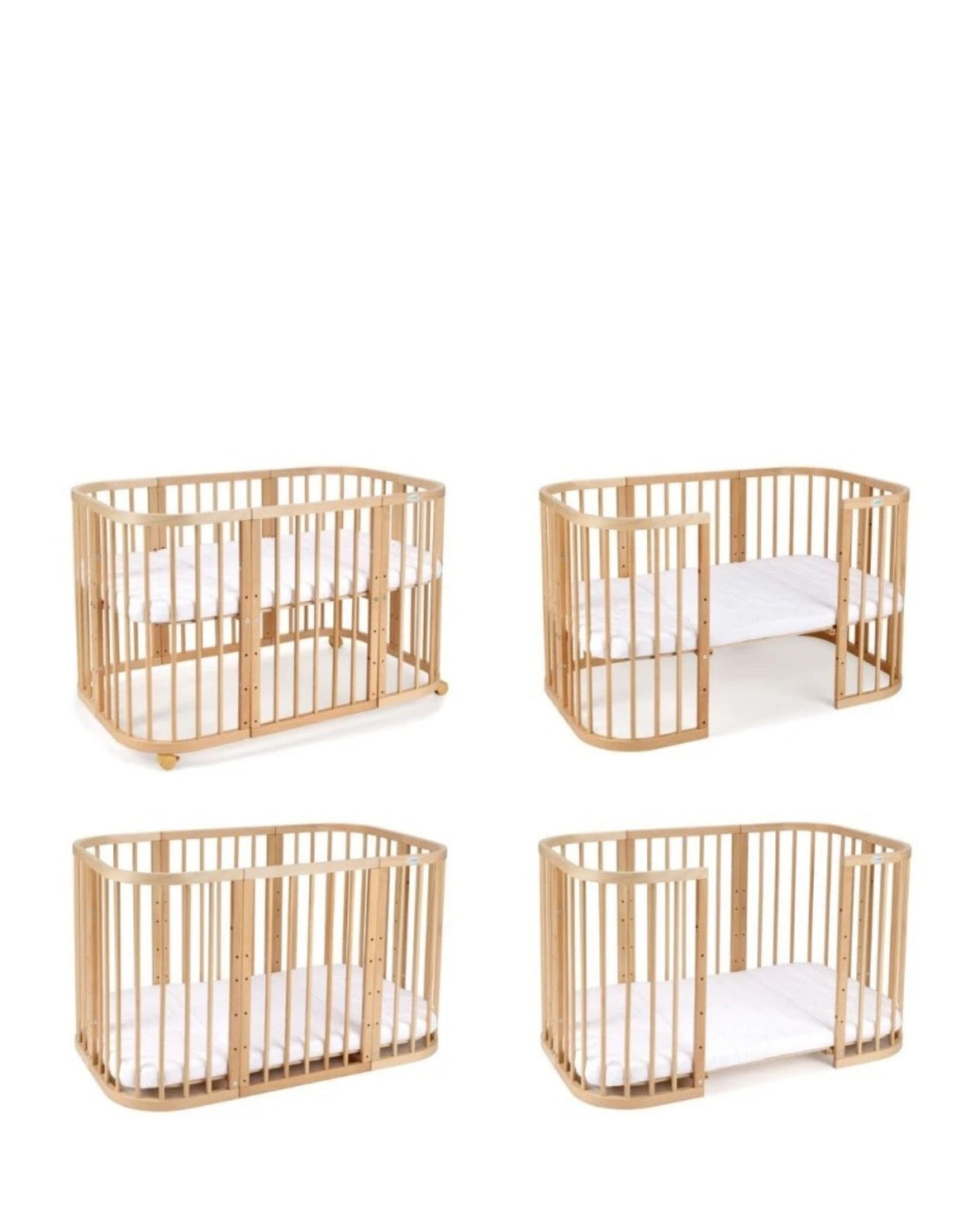 Waldin, Cot 7in1 + Mattress, Natural Wood