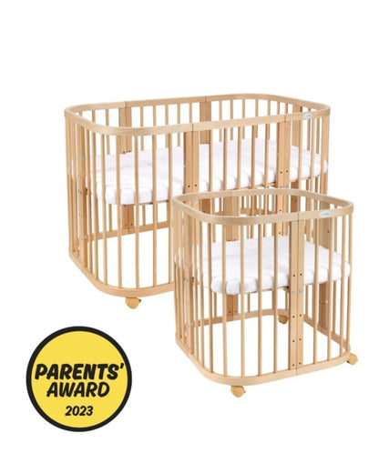 Waldin, Cot 7in1 + Mattress, Natural Wood