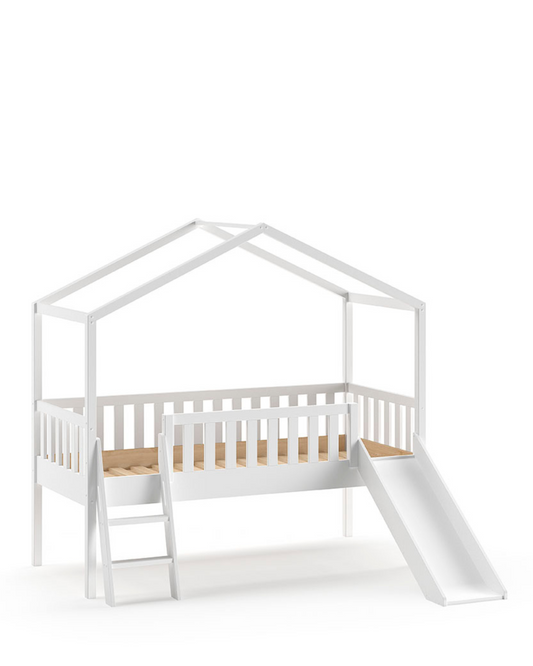 Vipack, Dallas House Bed &amp; Slide 90x200 cm, Vit
