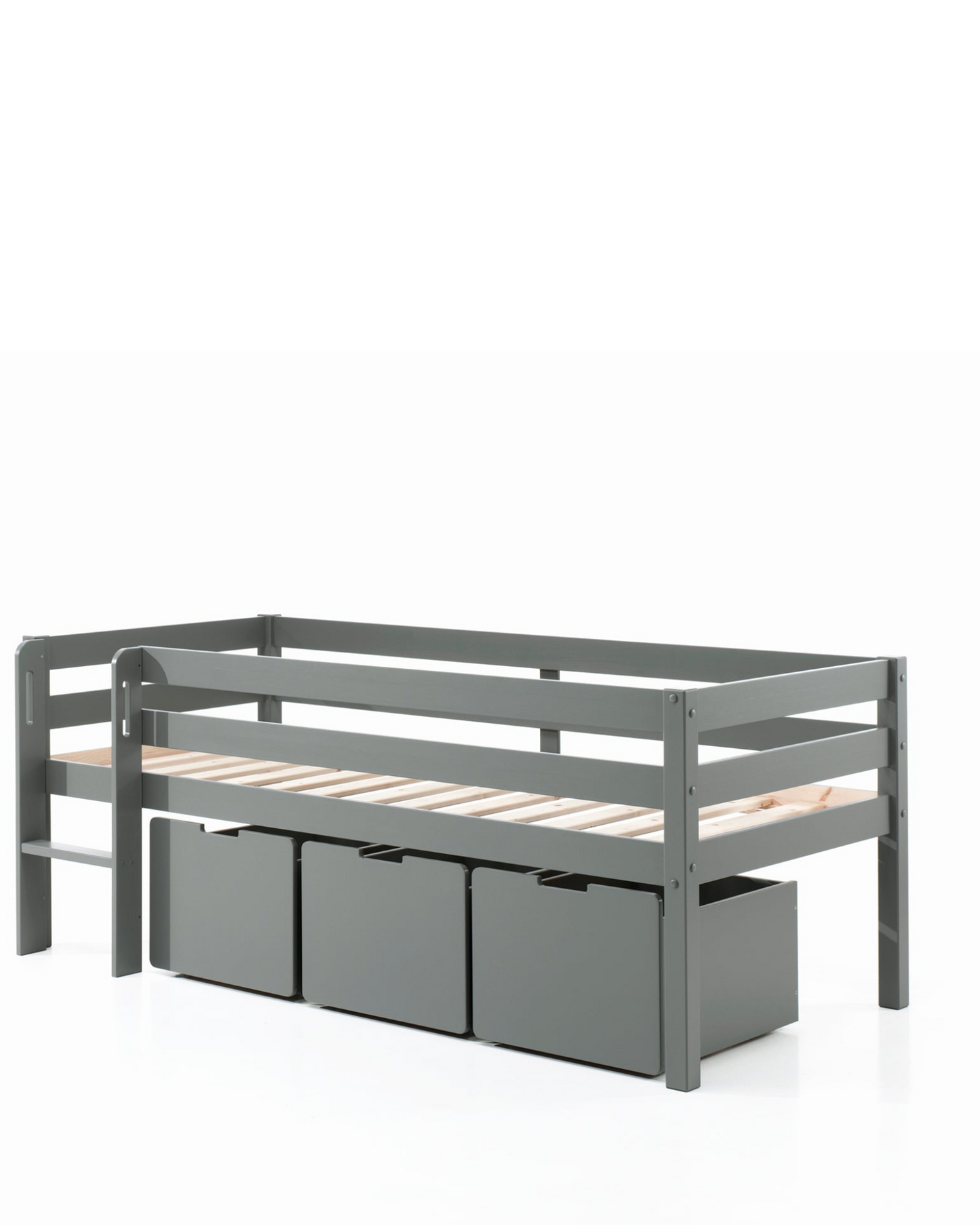 Vipack, Pino, Puoliparvisänky & Säilytyslaatikot 90x200cm, Grey