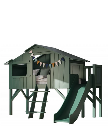 Mathy By Bols, Bed &amp; Slide 90x200, Treehouse Single Thunderstorm Grey
