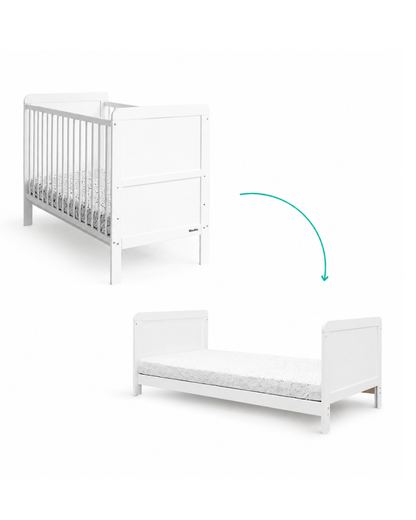Woodies, Cot bed 2 IN 1 Classic Cot Bed 70x140 cm, White