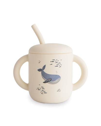 Mushie, Silicone Straw Mug, Whales