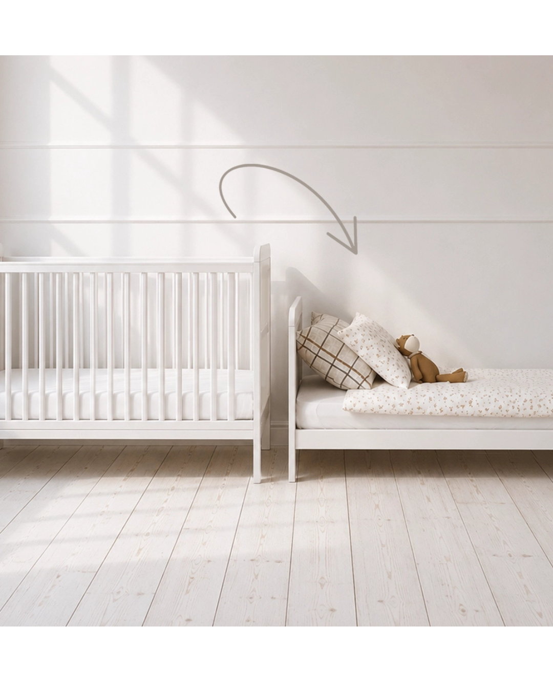 Woodies, Cot bed 2 IN 1 Classic Cot Bed 70x140 cm, White