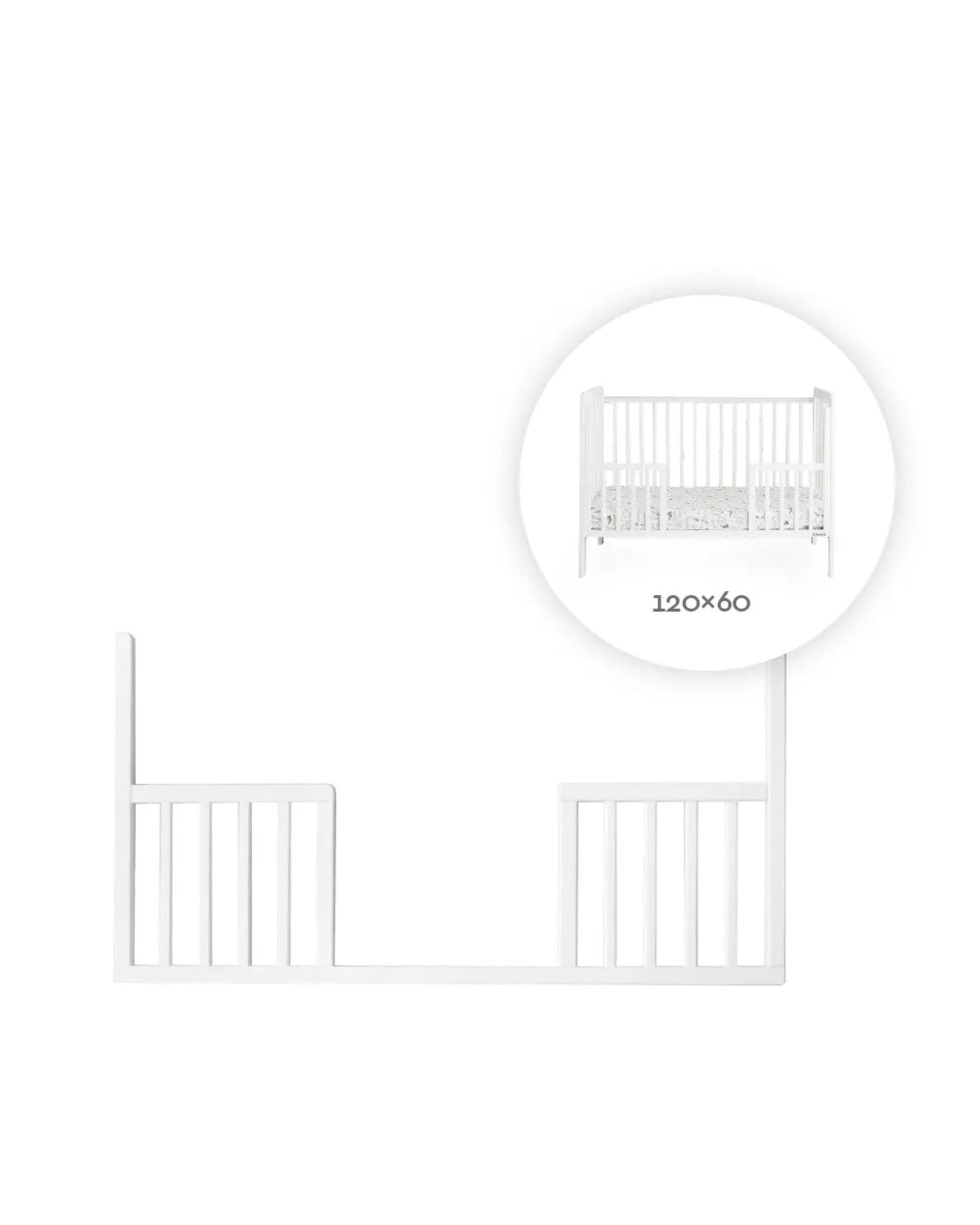 Woodies, Pinnasängyn (60x120 cm) Turvalaita Daybed, White