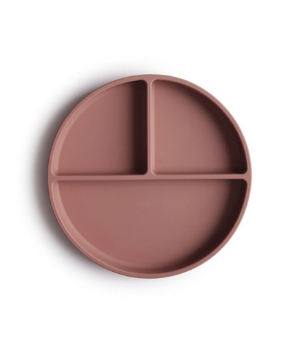 Mushie, Silicone Plate with Suction Cup, Cloudy Mauve