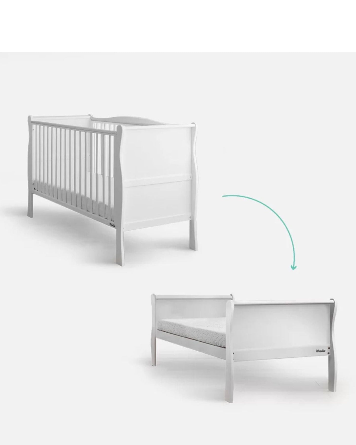 Woodies, Cot Noble 2 in 1 70x140 cm, Vit