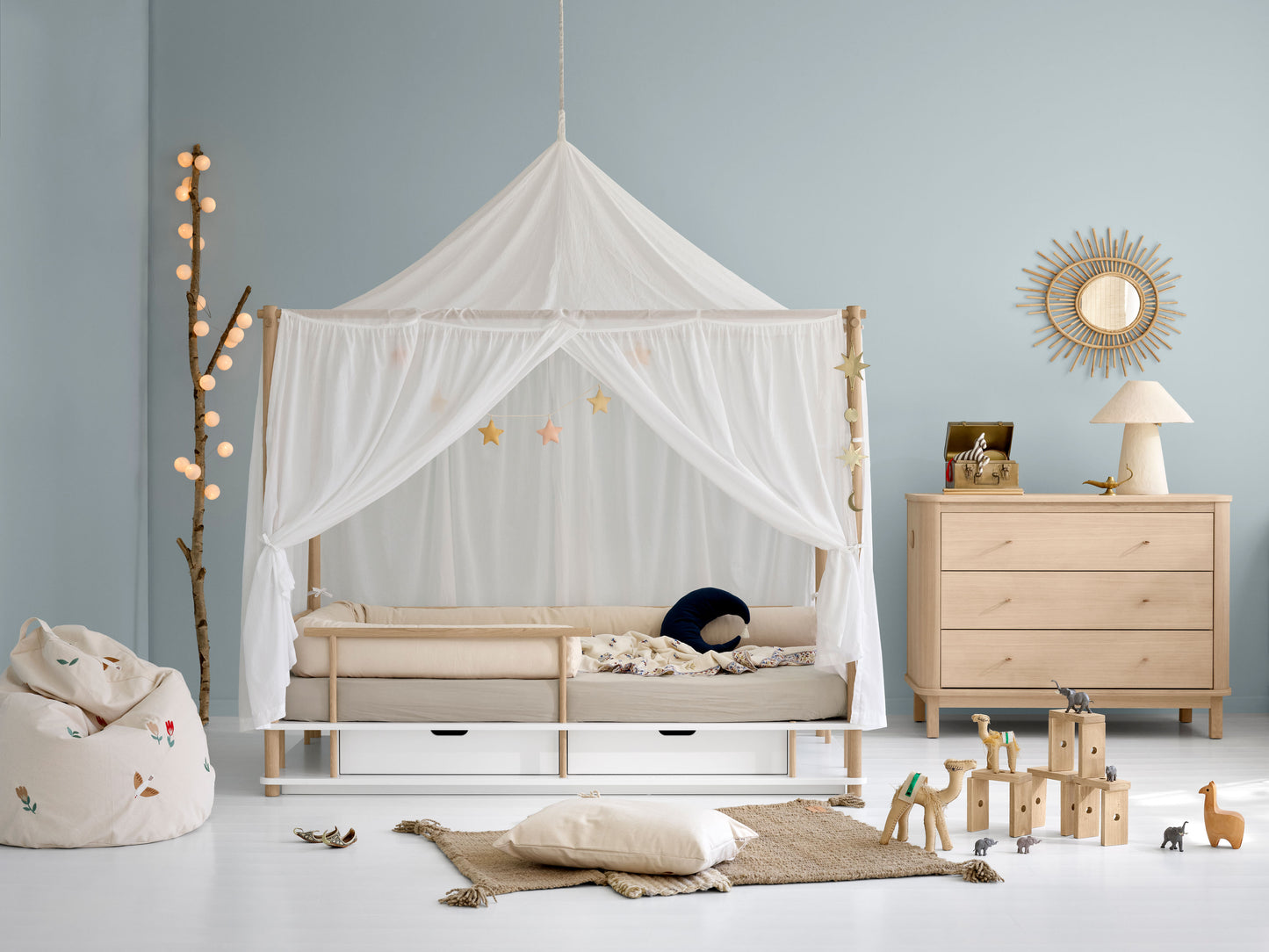 Oliver Furniture, Camp, Katossänky 90x180 cm, White/Oak