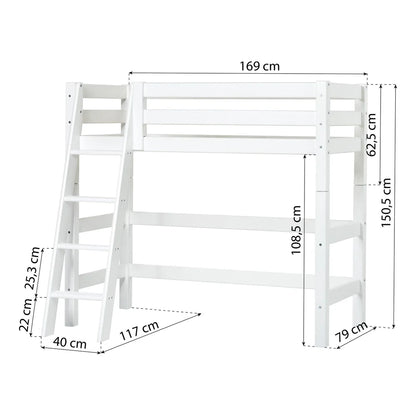 Hoppekids, ECO Luxury, Loft Sänky 70x160 cm, White