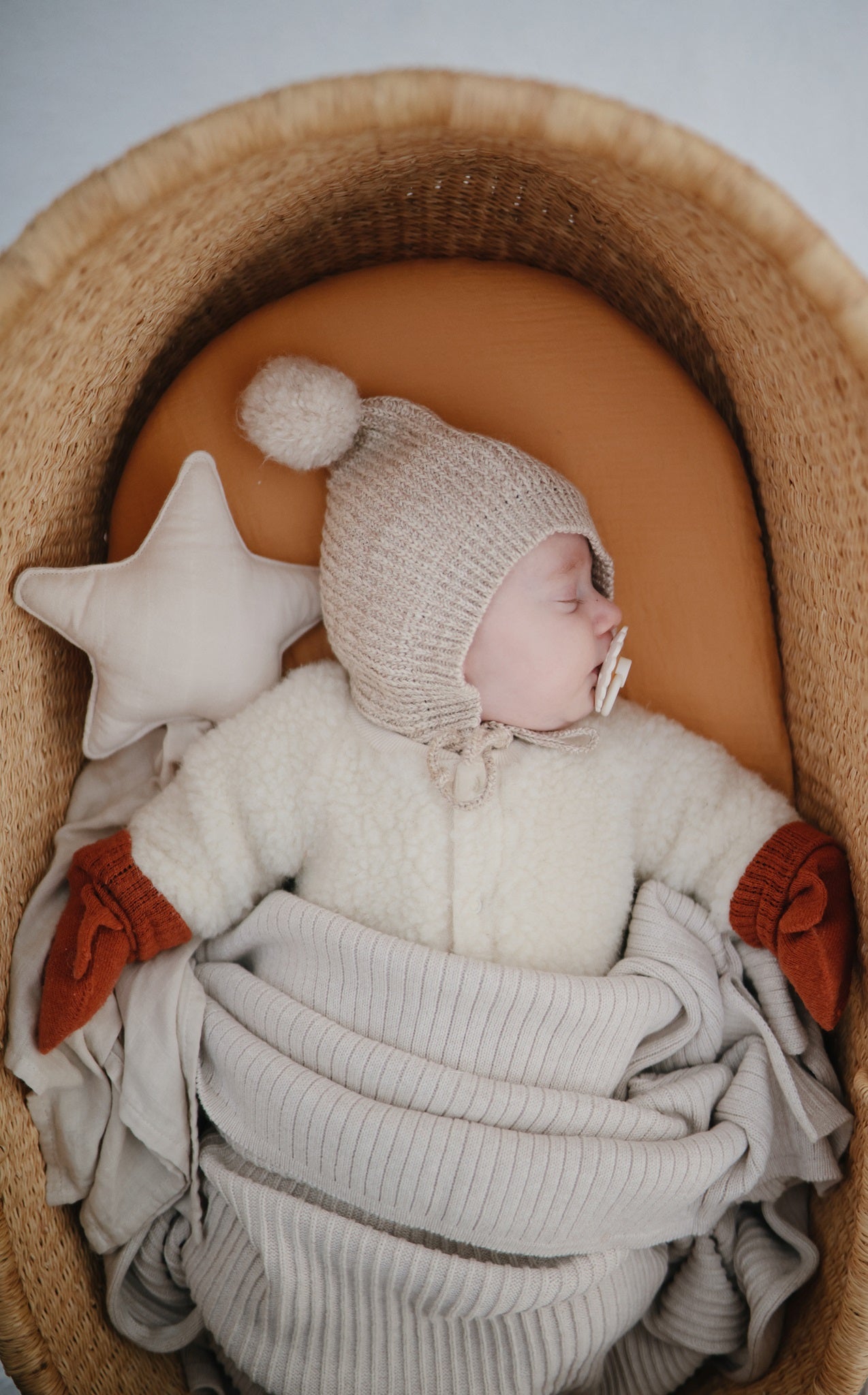 Mushie Baby Blanket, Ribbed Beige Melange
