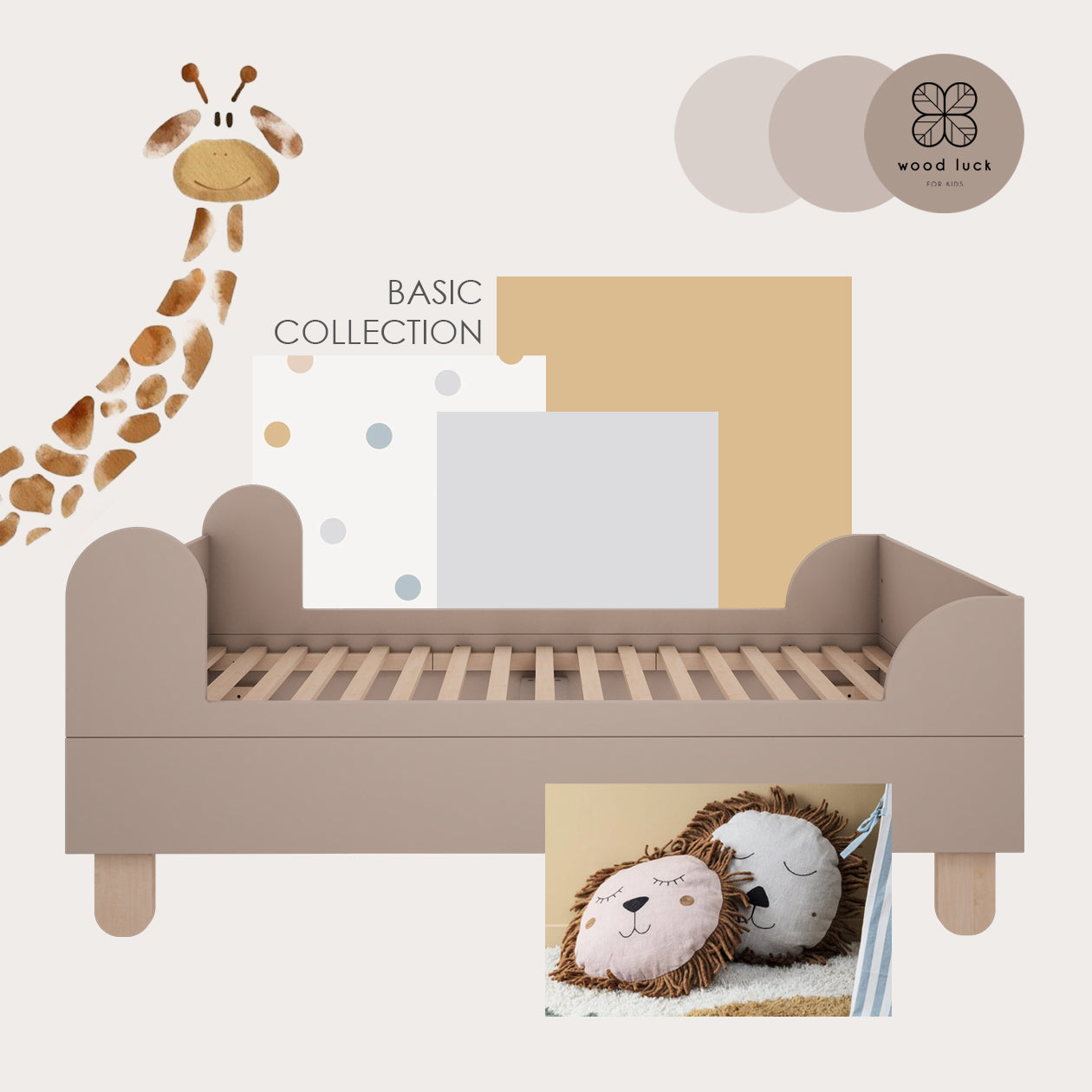 Wood Luck Design, Junior bed 80x160 cm, Basic Truffle