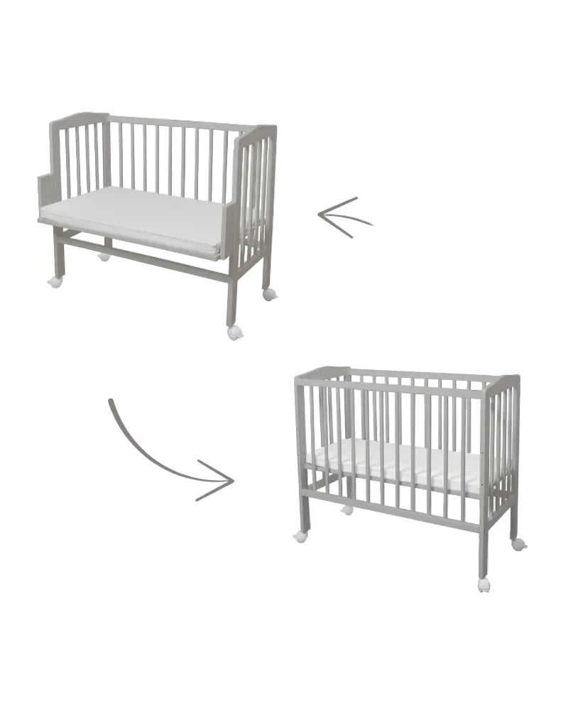 Waldin, Kehto 2-in-1 + Patja, Grey