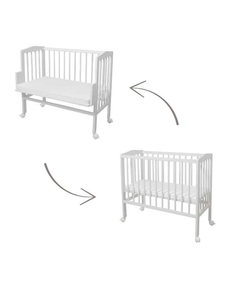 Waldin, Kehto 2-in-1 + Patja, White