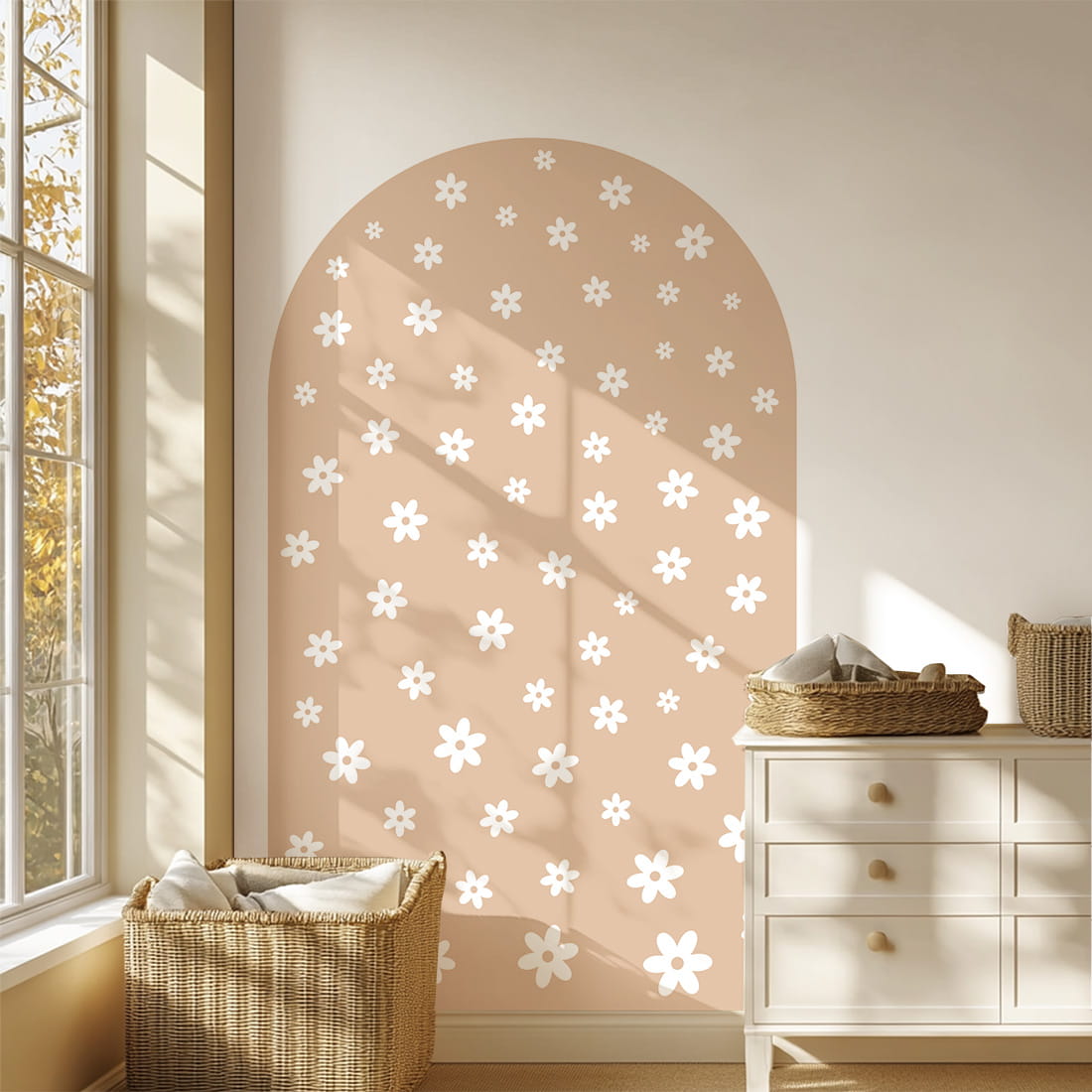Pastelowelove, Seinätarra Kaari, Beige Daisies Mini